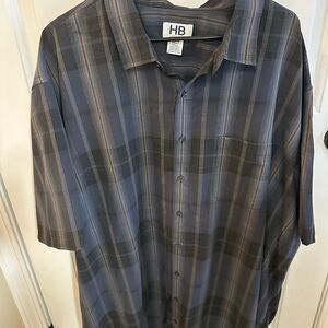 Men's Blue and Gray Plaid Casual Shirt